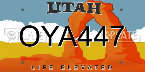 OYA447 Utah License Plate