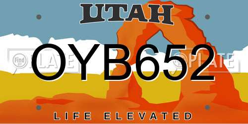OYB652 Utah License Plate