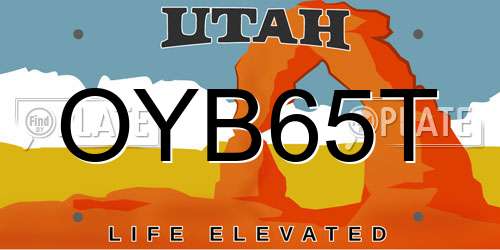 OYB65T Utah License Plate