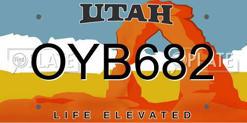 OYB682 Utah License Plate