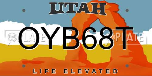 OYB68T Utah License Plate
