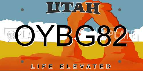 OYBG82 Utah License Plate