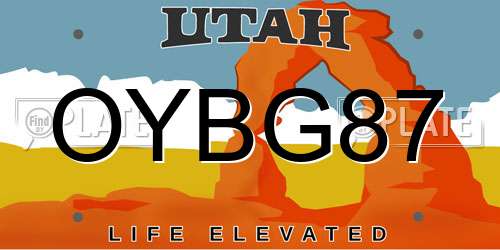 OYBG87 Utah License Plate