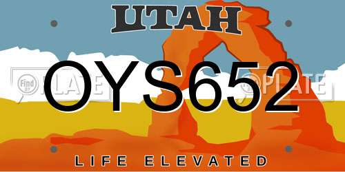 OYS652 Utah License Plate