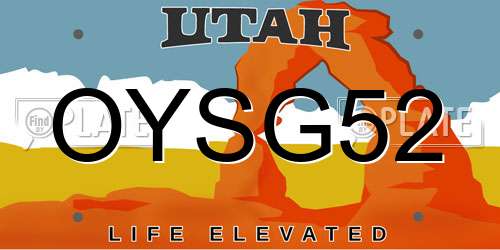 OYSG52 Utah License Plate