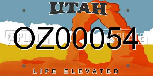 OZ00054 Utah License Plate
