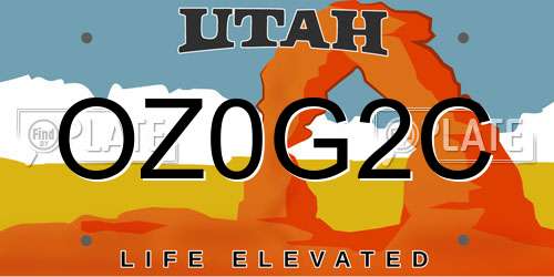 OZ0G2C Utah License Plate