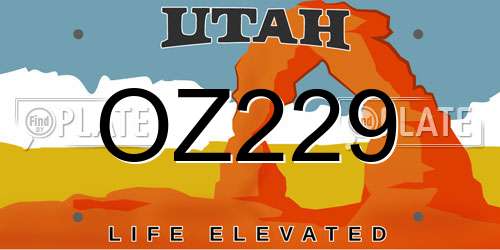 OZ229 Utah License Plate