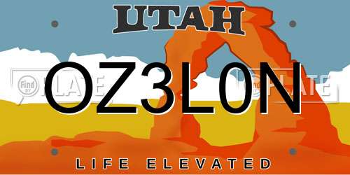 OZ3L0N Utah License Plate