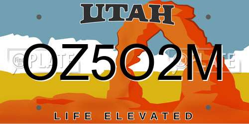 OZ5O2M Utah License Plate