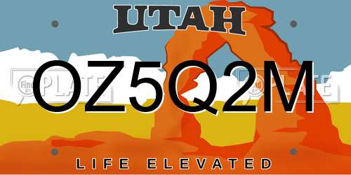 OZ5Q2M Utah License Plate