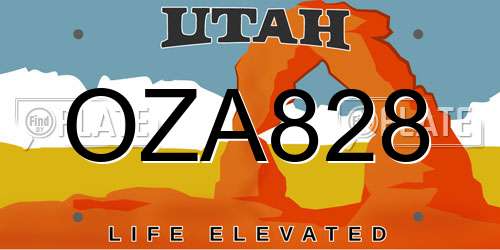 OZA828 Utah License Plate