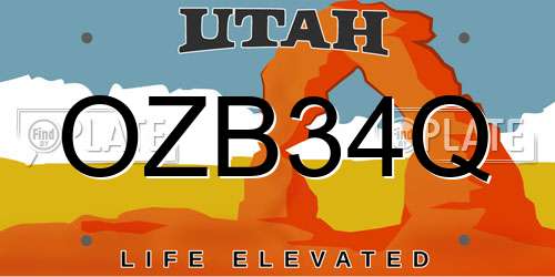 OZB34Q Utah License Plate