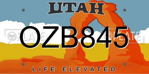 OZB845 Utah License Plate