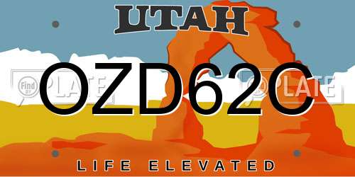 OZD62C Utah License Plate