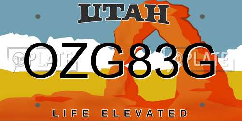 OZG83G Utah License Plate