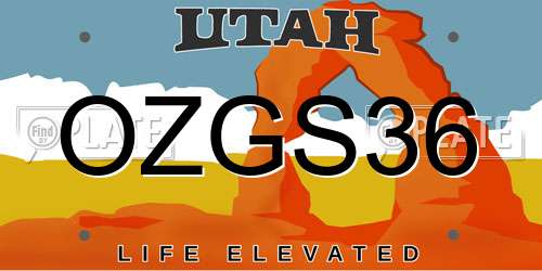 OZGS36 Utah License Plate