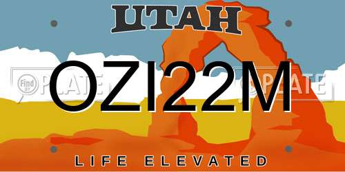 OZI22M Utah License Plate