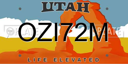 OZI72M Utah License Plate