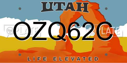OZQ62C Utah License Plate
