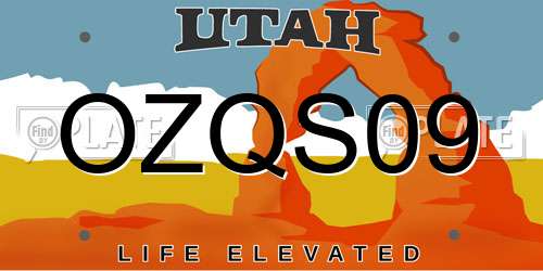 OZQS09 Utah License Plate