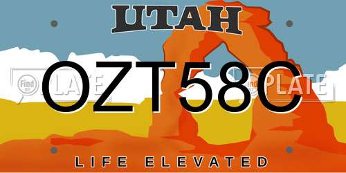 OZT58C Utah License Plate