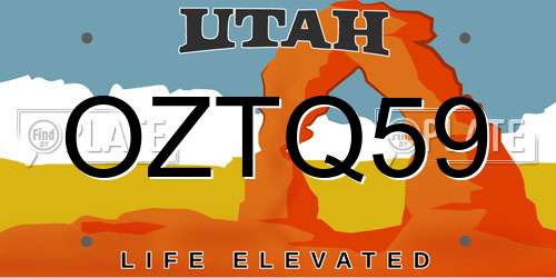 OZTQ59 Utah License Plate