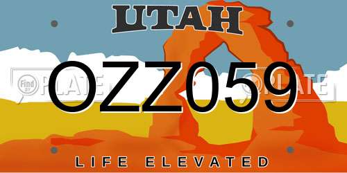 OZZ059 Utah License Plate