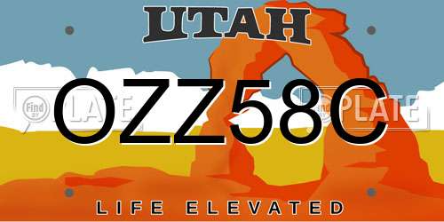 OZZ58C Utah License Plate