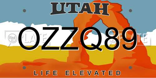 OZZQ89 Utah License Plate