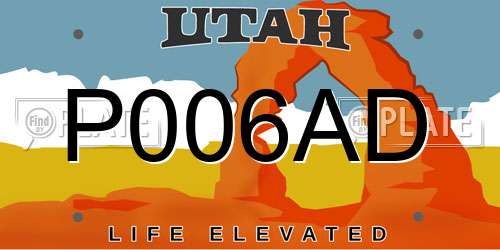 P006AD Utah License Plate