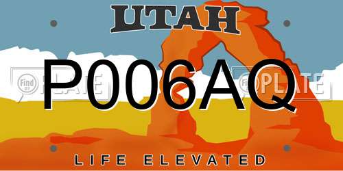 P006AQ Utah License Plate
