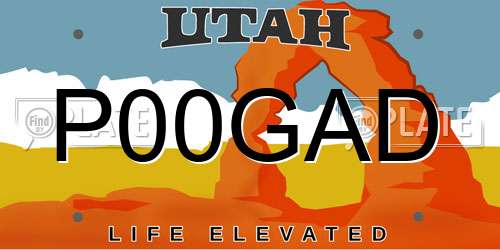 P00GAD Utah License Plate