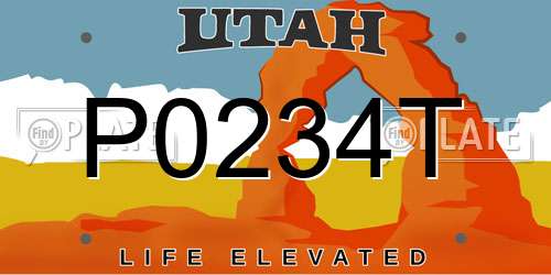 P0234T Utah License Plate