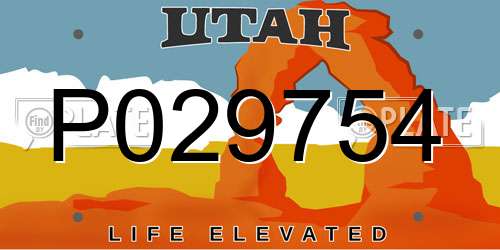 P029754 Utah License Plate