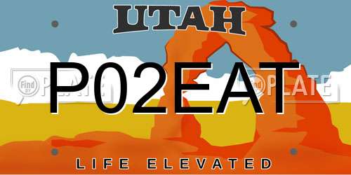 P02EAT Utah License Plate
