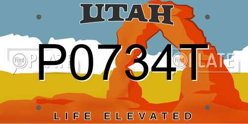 P0734T Utah License Plate