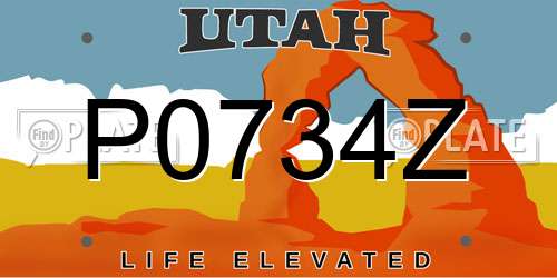 P0734Z Utah License Plate