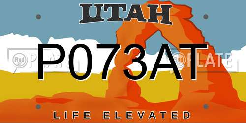 P073AT Utah License Plate