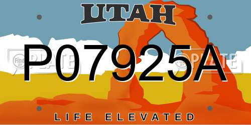 P07925A Utah License Plate