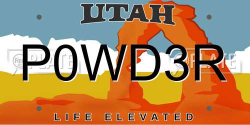 P0WD3R Utah License Plate