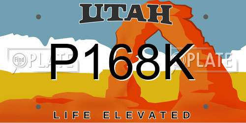 P168K Utah License Plate