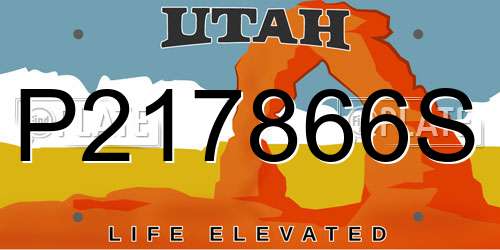 P217866S Utah License Plate
