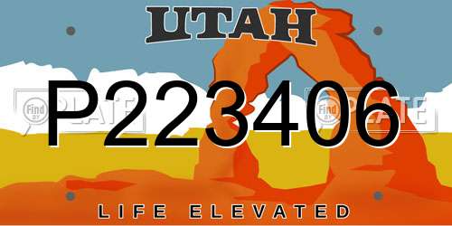 P223406 Utah License Plate