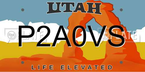 P2A0VS Utah License Plate
