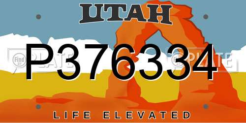 P376334 Utah License Plate