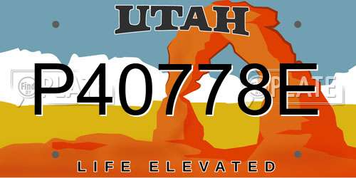 P40778E Utah License Plate