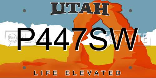 P447SW Utah License Plate