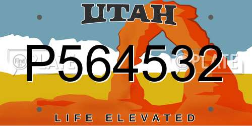 P564532 Utah License Plate