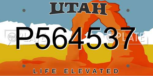 P564537 Utah License Plate